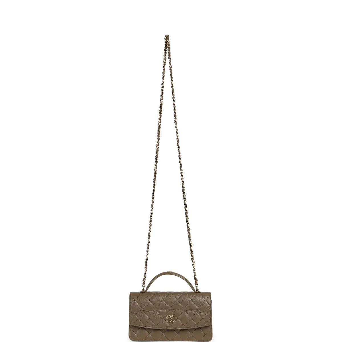 Chanel Chanel Trendy Top Handle Clutch with Chain Dark Khaki Caviar Gold Hardware | Thumbnail 7 Chanel Chanel Trendy Top Handle Clutch with Chain Dark Khaki Caviar Gold Hardware | Thumbnail 7