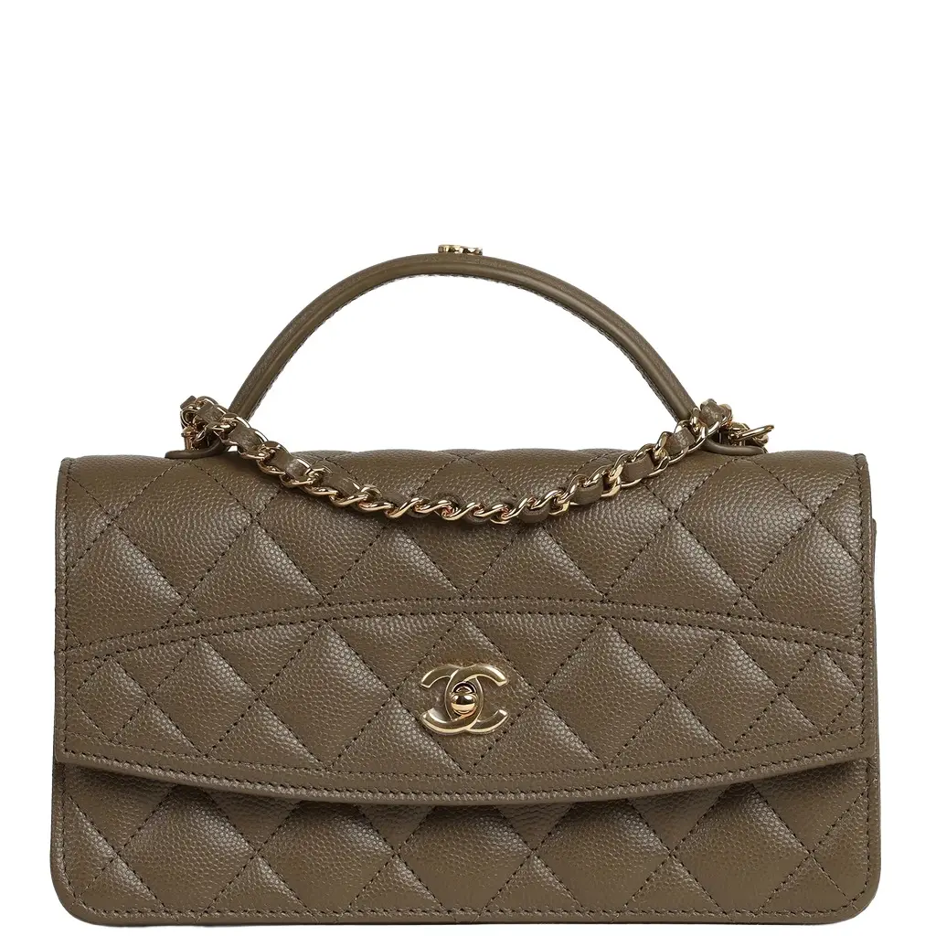 Chanel Chanel Trendy Top Handle Clutch with Chain Dark Khaki Caviar Gold Hardware | Image 1 Chanel Chanel Trendy Top Handle Clutch with Chain Dark Khaki Caviar Gold Hardware | Image 1