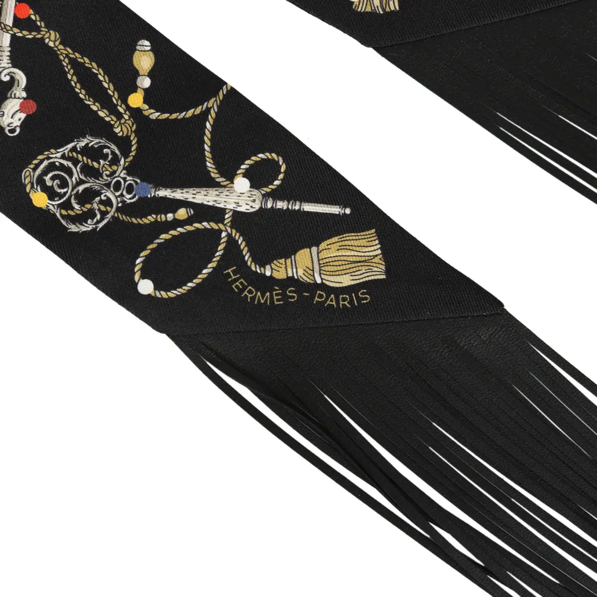 HERMÈS Hermes "Les Cles a Pois" Black, Multicolore, White Fringe Silk | Thumbnail 3 HERMÈS Hermes "Les Cles a Pois" Black, Multicolore, White Fringe Silk | Thumbnail 3