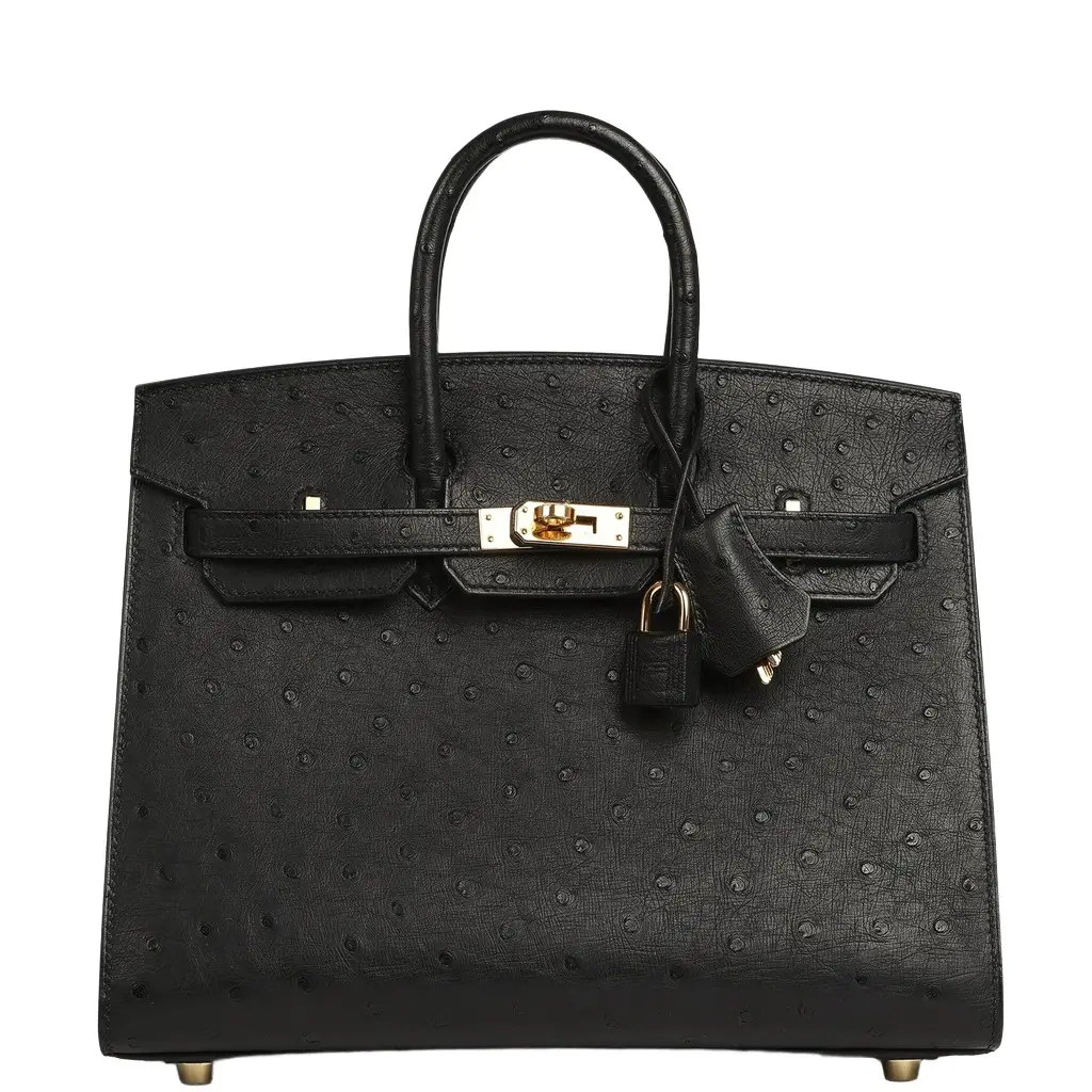 HERMÈS Hermes Birkin Sellier 25 Black Ostrich Gold Hardware | Image 1 HERMÈS Hermes Birkin Sellier 25 Black Ostrich Gold Hardware | Image 1