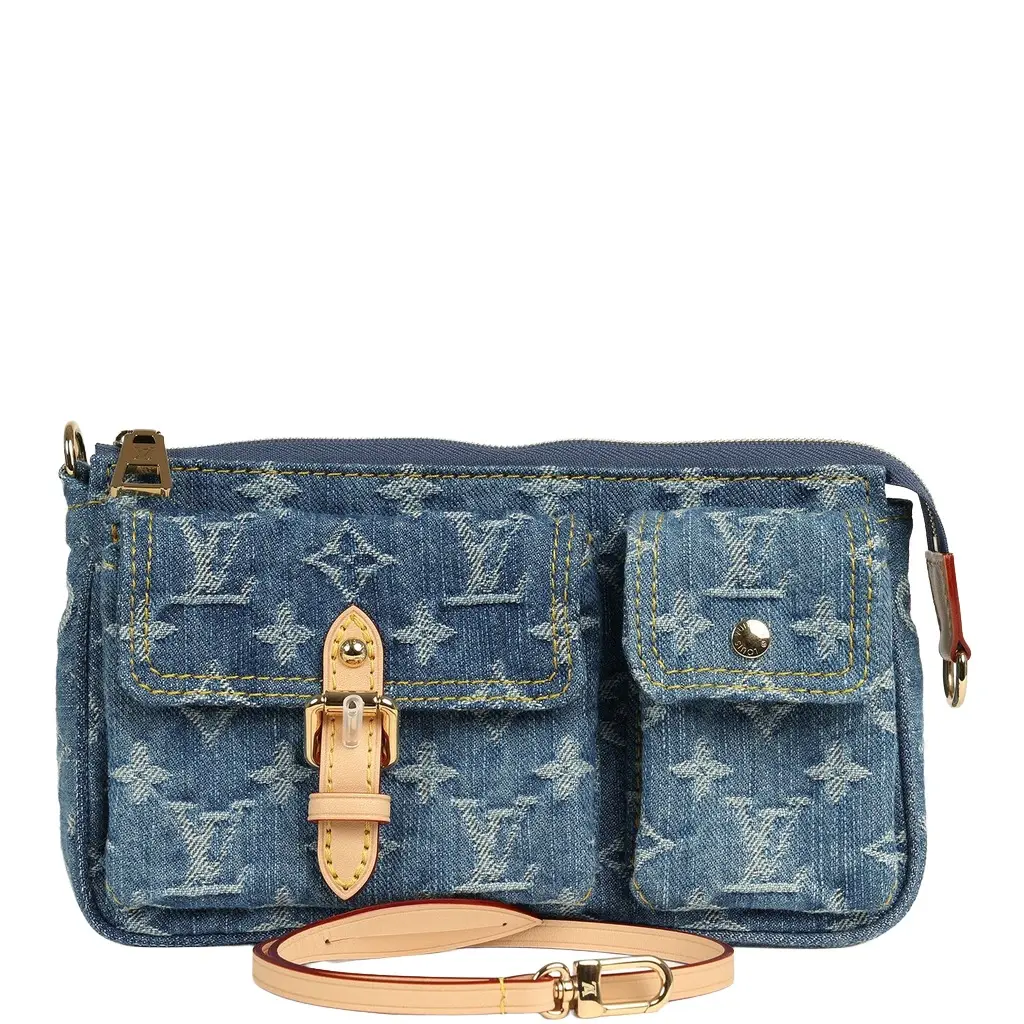 Louis Vuitton Louis Vuitton Cargo Pochette Accessories Blue Denim Monogram Gold Hardware | Image 1 Louis Vuitton Louis Vuitton Cargo Pochette Accessories Blue Denim Monogram Gold Hardware | Image 1