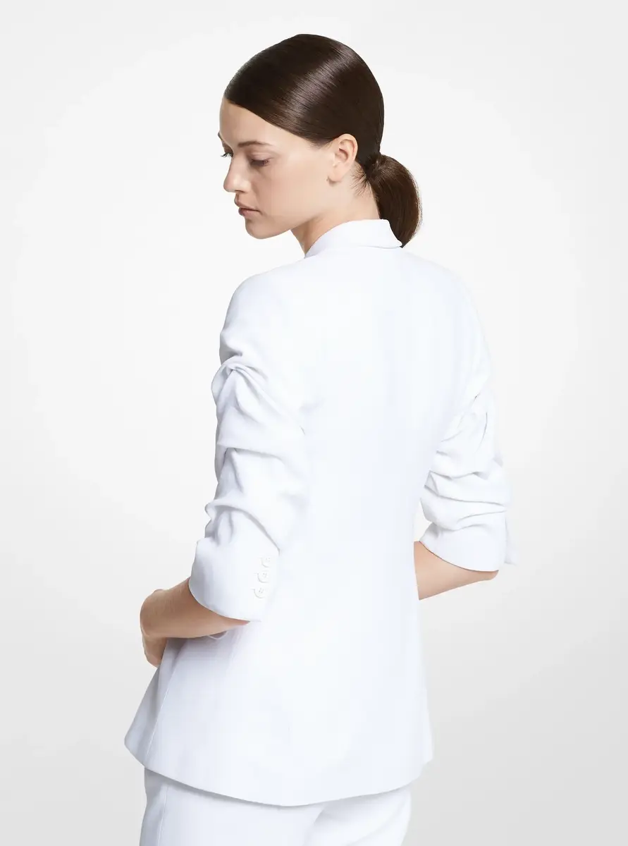 Michael Kors Collection Double Crepe Sablé Crushed-Sleeve Blazer in White | Thumbnail 2 Michael Kors Collection Double Crepe Sablé Crushed-Sleeve Blazer in White | Thumbnail 2
