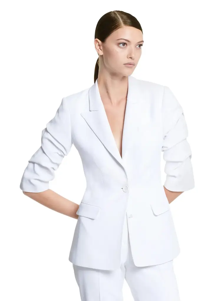 Michael Kors Collection Double Crepe Sablé Crushed-Sleeve Blazer | Image 1 Michael Kors Collection Double Crepe Sablé Crushed-Sleeve Blazer | Image 1