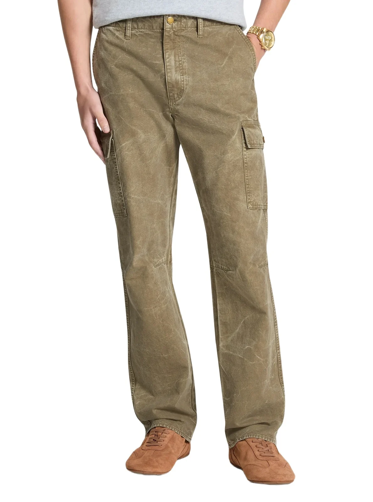 Garment-Dyed Denim Cargo Pants in Green Garment-Dyed Denim Cargo Pants in Green