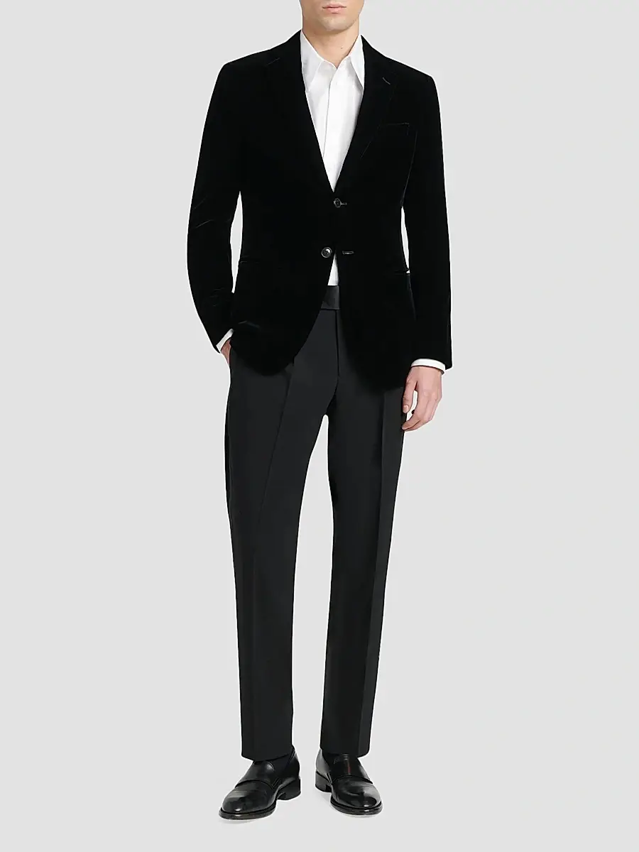 Giorgio Armani Men's Velvet Single-Breasted Velvet Dinner Jacket | Thumbnail 2 Giorgio Armani Men's Velvet Single-Breasted Velvet Dinner Jacket | Thumbnail 2