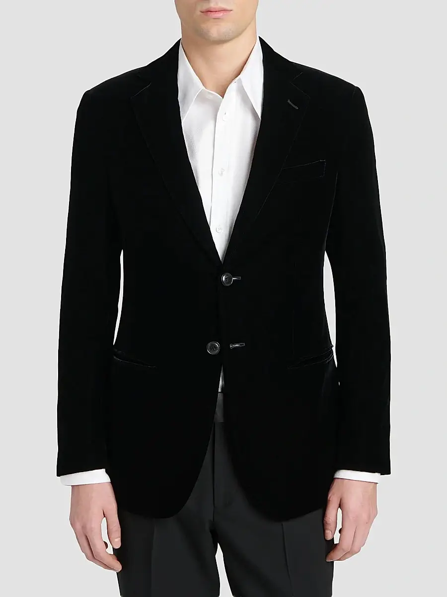 Giorgio Armani Men's Velvet Single-Breasted Velvet Dinner Jacket | Thumbnail 4 Giorgio Armani Men's Velvet Single-Breasted Velvet Dinner Jacket | Thumbnail 4