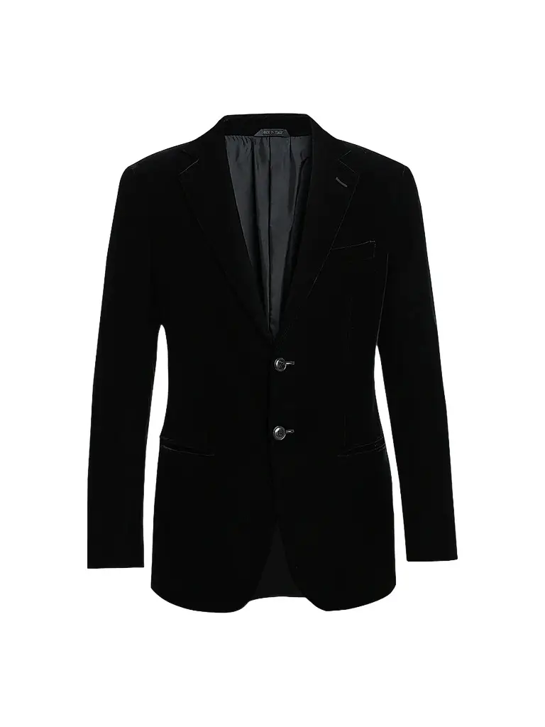 Giorgio Armani Men's Velvet Single-Breasted Velvet Dinner Jacket - Black Beauty - Size 48 | Image 1 Giorgio Armani Men's Velvet Single-Breasted Velvet Dinner Jacket - Black Beauty - Size 48 | Image 1
