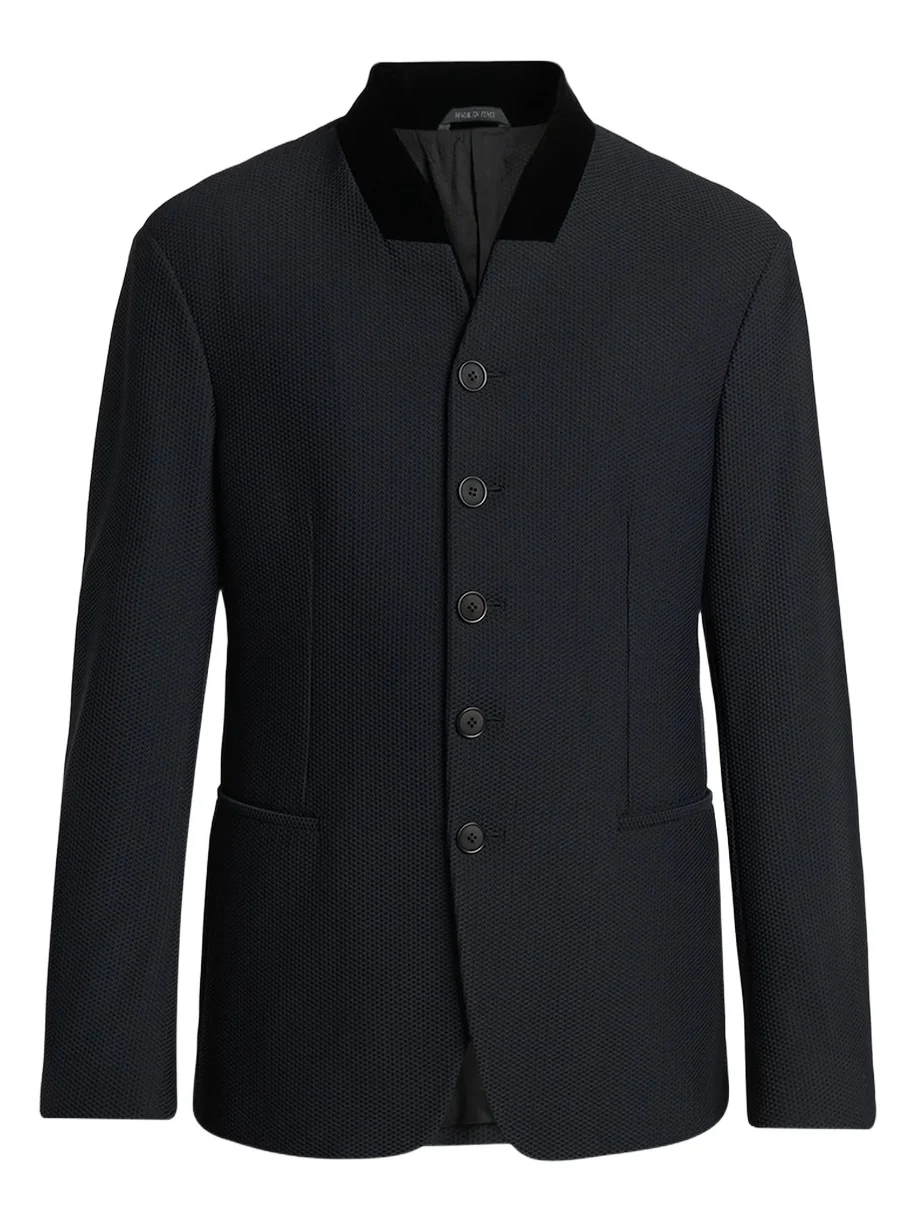 Giorgio Armani Men's Rice-Stitch Band Collar Jacket