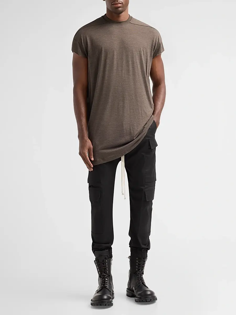 Rick Owens Men's Jumbo Wool-Silk Crewneck T-Shirt | Thumbnail 2 Rick Owens Men's Jumbo Wool-Silk Crewneck T-Shirt | Thumbnail 2