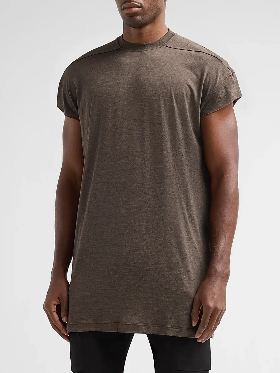 Rick Owens Men's Jumbo Wool-Silk Crewneck T-Shirt | Thumbnail 4 Rick Owens Men's Jumbo Wool-Silk Crewneck T-Shirt | Thumbnail 4