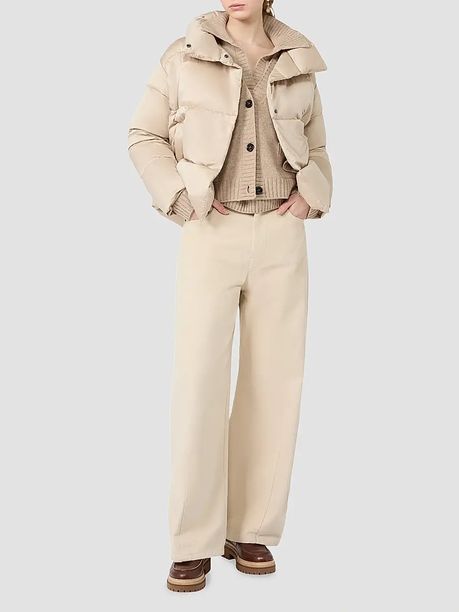Weekend Max Mara Women's Short Down Jacket in Technical Satin - Sand | Thumbnail 2 Weekend Max Mara Women's Short Down Jacket in Technical Satin - Sand | Thumbnail 2