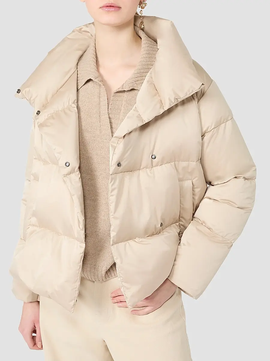 Weekend Max Mara Women's Short Down Jacket in Technical Satin - Sand | Thumbnail 4 Weekend Max Mara Women's Short Down Jacket in Technical Satin - Sand | Thumbnail 4