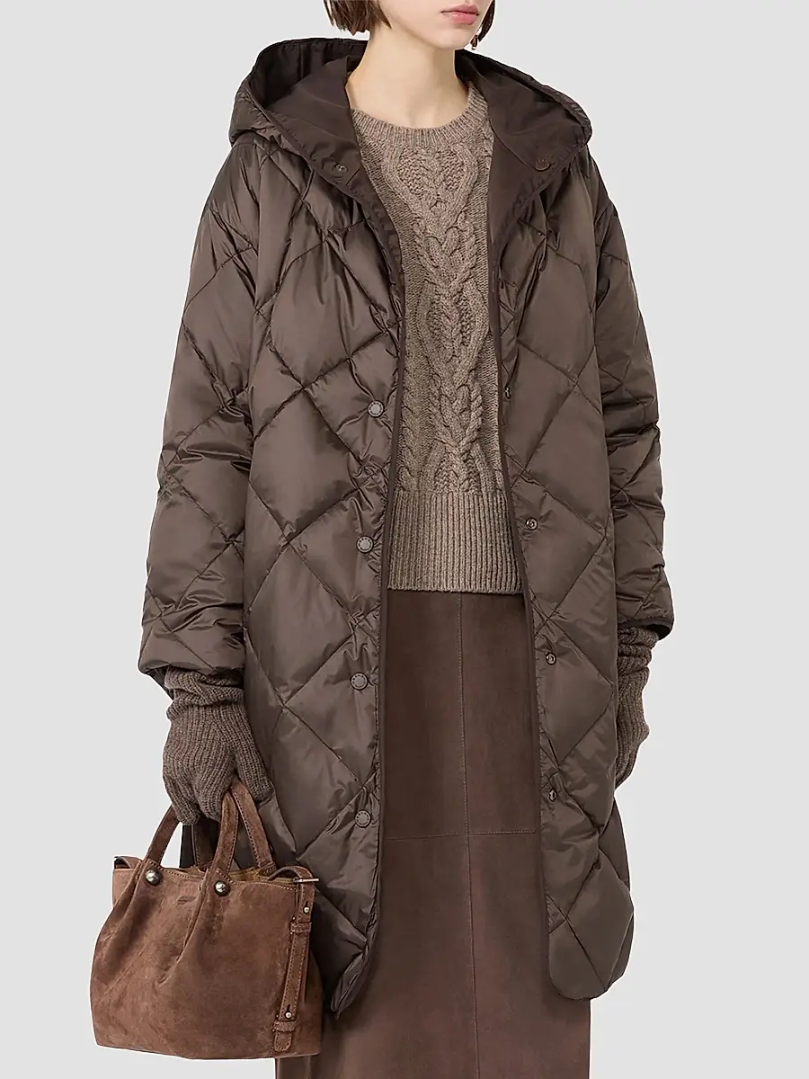 Weekend Max Mara Women's Reversible Down Coat in Technical Twill - Brown | Thumbnail 3 Weekend Max Mara Women's Reversible Down Coat in Technical Twill - Brown | Thumbnail 3