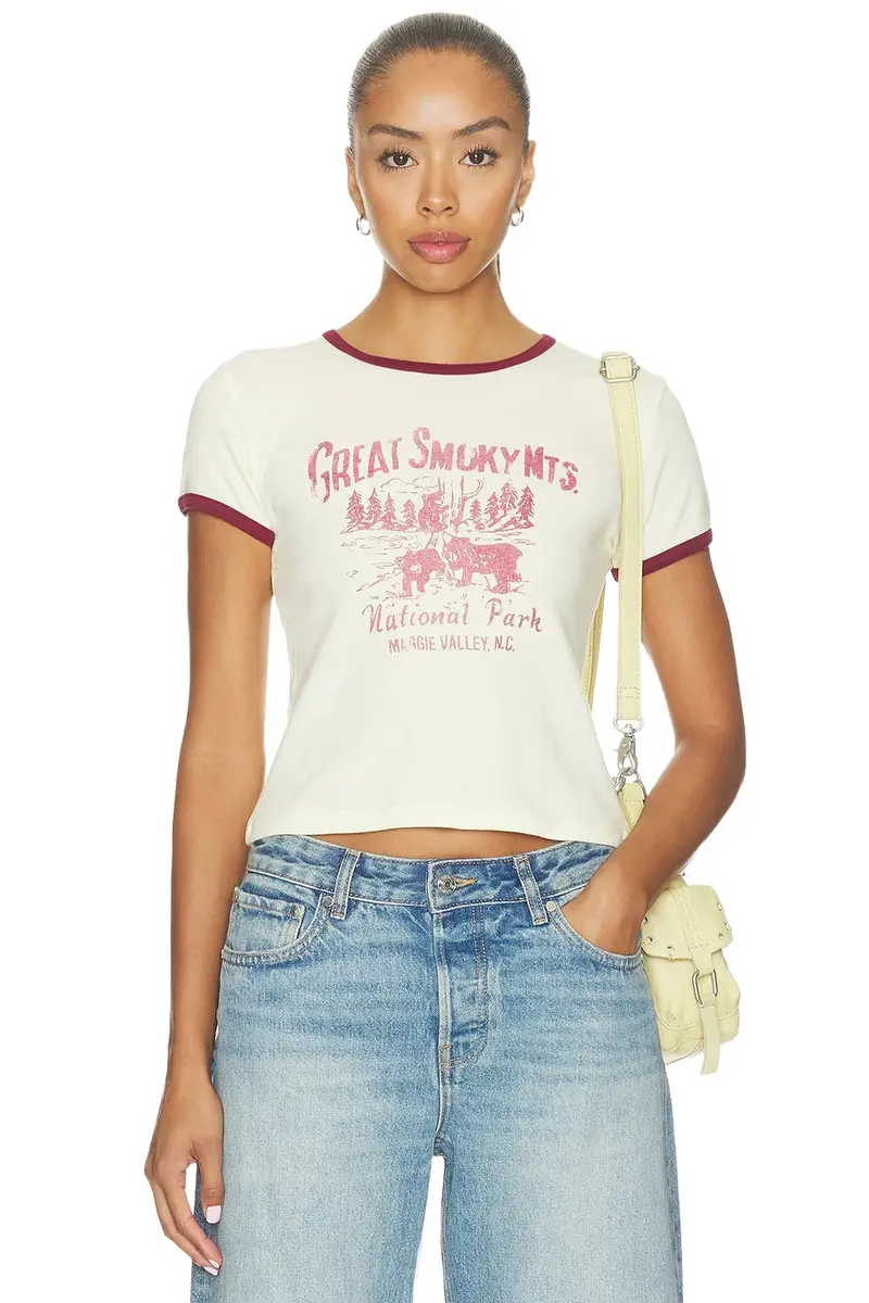 Great Smoky Mtns Contrast Slim Ringer Tee Great Smoky Mtns Contrast Slim Ringer Tee