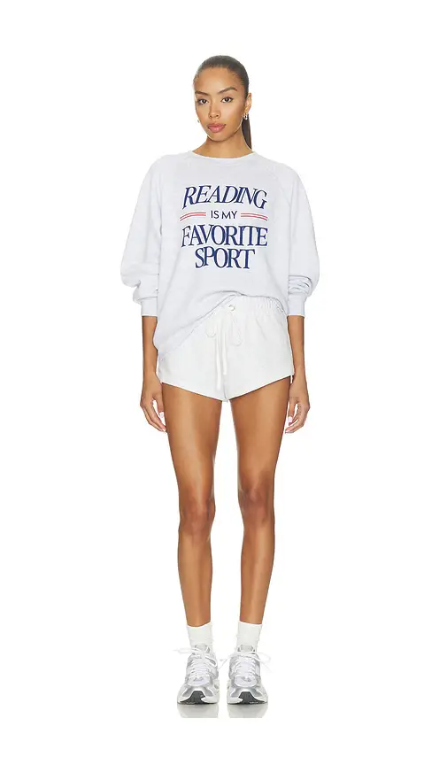 Sunny Somewhere Reading Is My Favorite Sport Raglan Crew Sweater | Thumbnail 4 Sunny Somewhere Reading Is My Favorite Sport Raglan Crew Sweater | Thumbnail 4