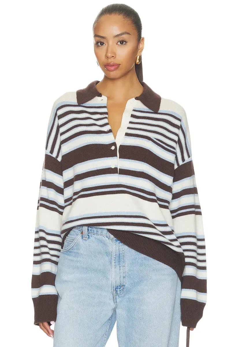GOOD AMERICAN The Oversized Rugby Sweater