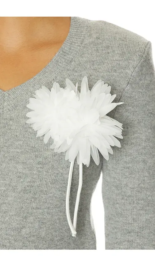 Self-Portrait Grey Flower Wool Jumper | Thumbnail 6 Self-Portrait Grey Flower Wool Jumper | Thumbnail 6