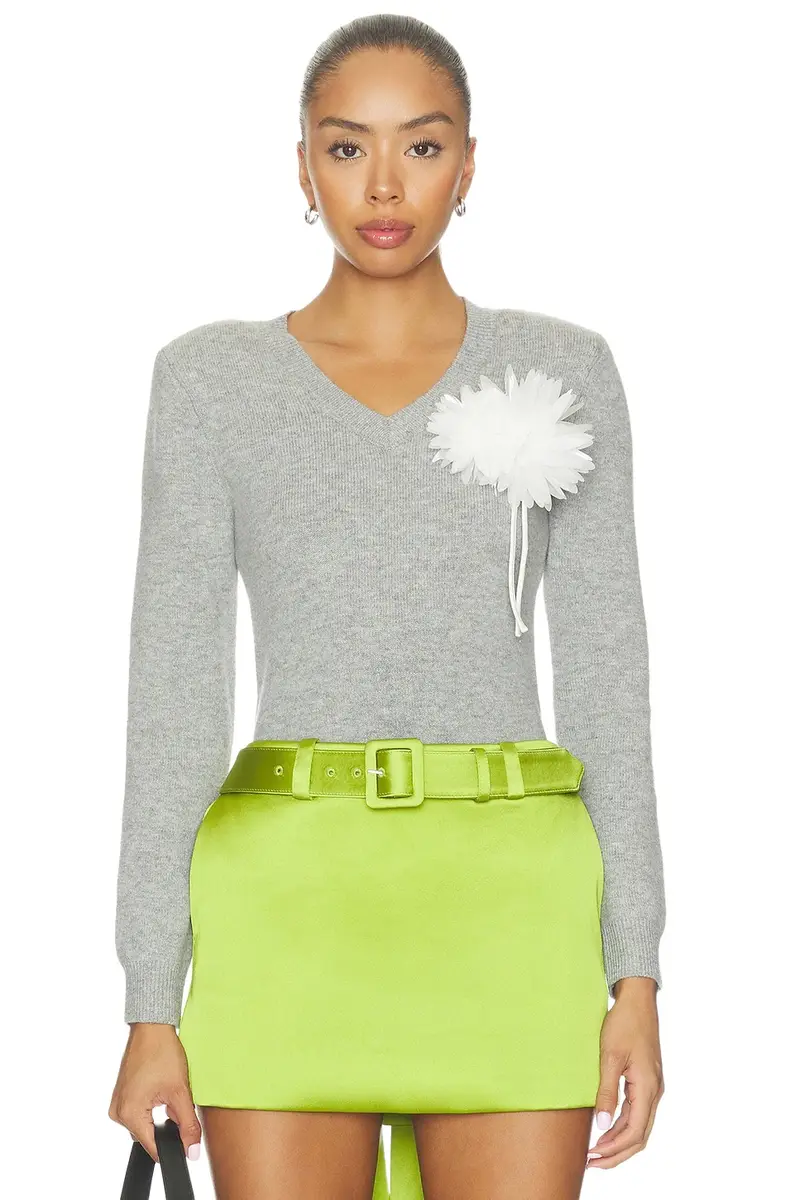 Grey Flower Wool Jumper