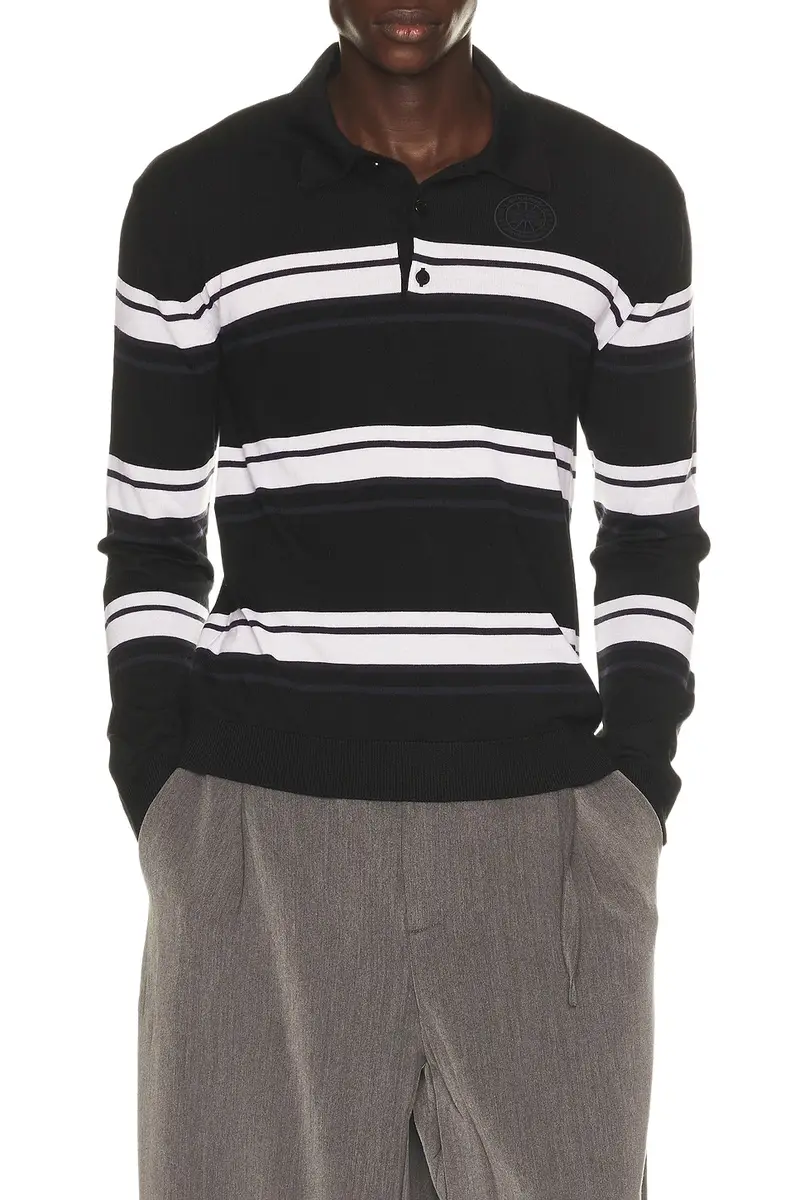 Canada Goose Petitot Striped Long Sleeve Knit Polo