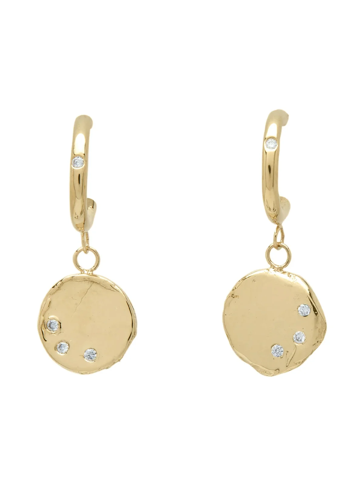 Yellow Gold Diamond Drop Huggies