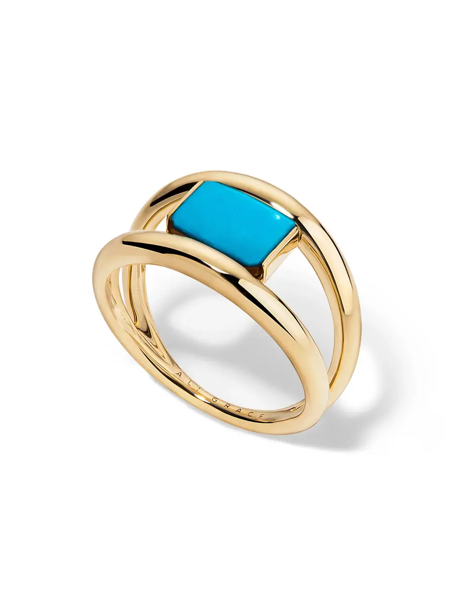 aligrace Yellow Gold Floating Turquoise Ring | Thumbnail 2 aligrace Yellow Gold Floating Turquoise Ring | Thumbnail 2