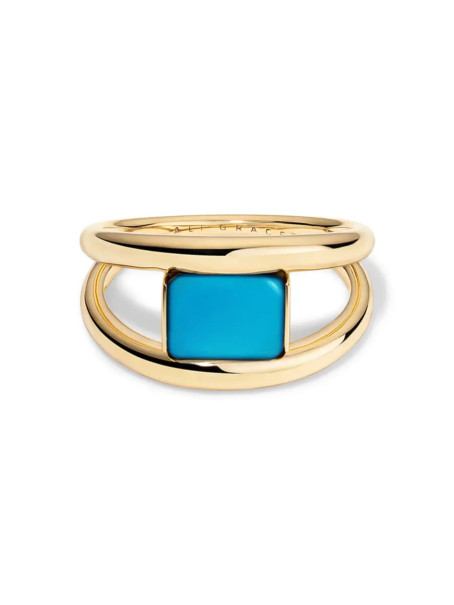 aligrace Yellow Gold Floating Turquoise Ring