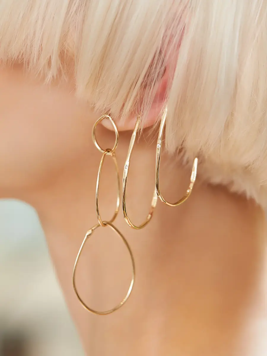 aligrace Yellow Gold Triple Hoop Earrings | Thumbnail 4