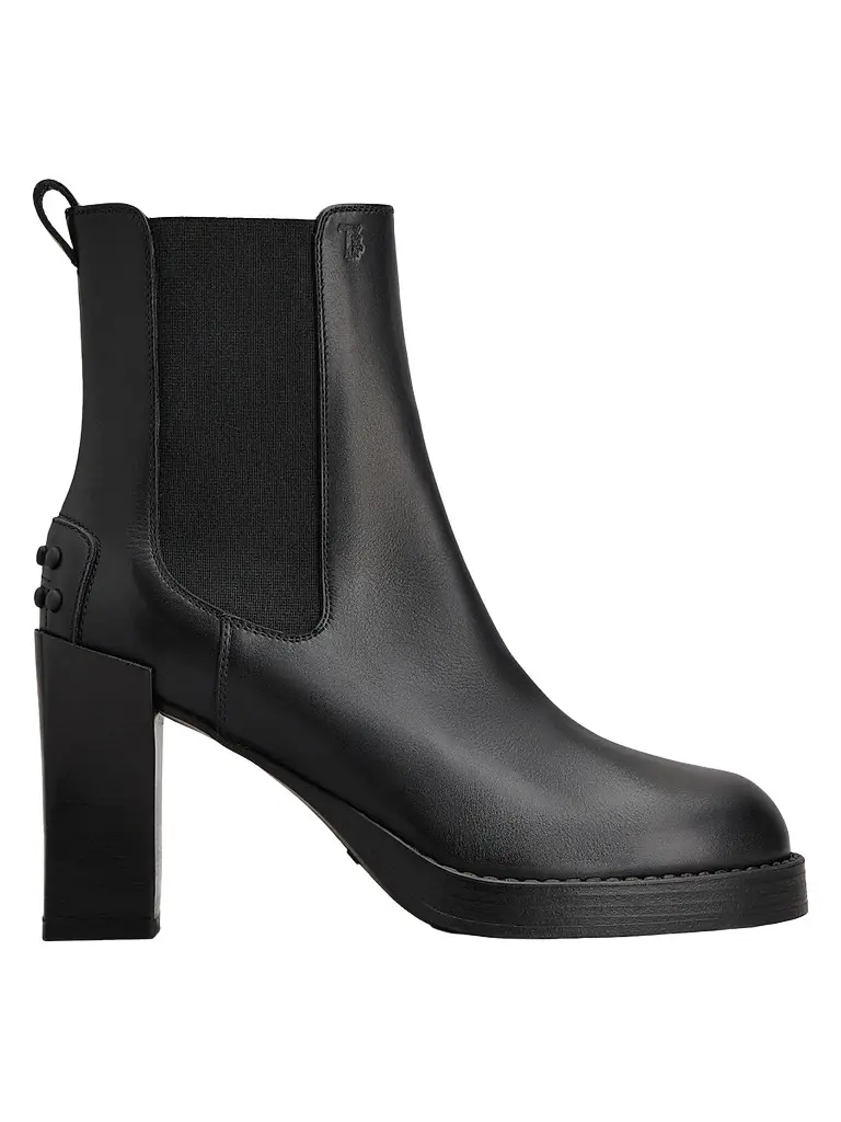 Tod's Women's 80MM Leather Chelsea Boots - Nero | Image 1 Tod's Women's 80MM Leather Chelsea Boots - Nero | Image 1
