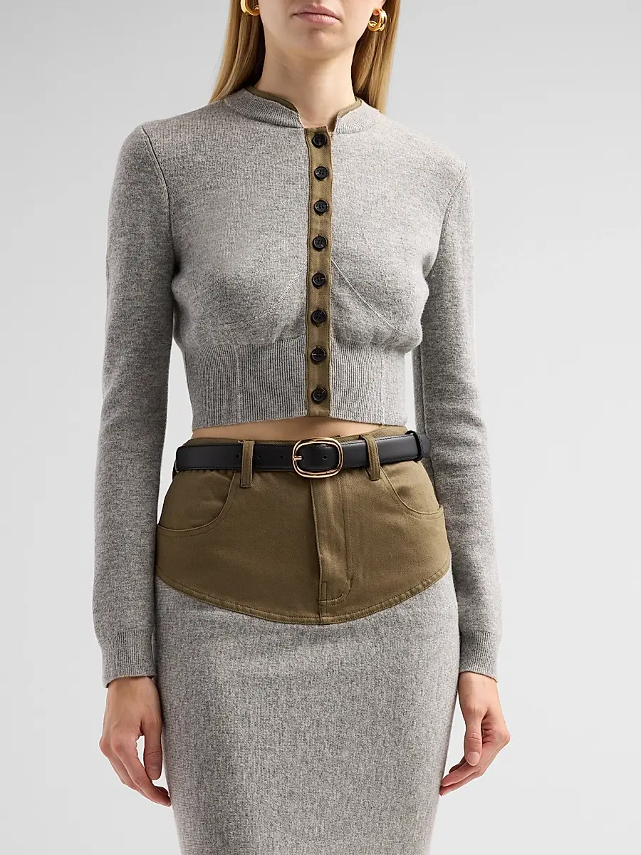 Self-Portrait Women's Grey Contrast Placket Cardigan | Thumbnail 4 Self-Portrait Women's Grey Contrast Placket Cardigan | Thumbnail 4