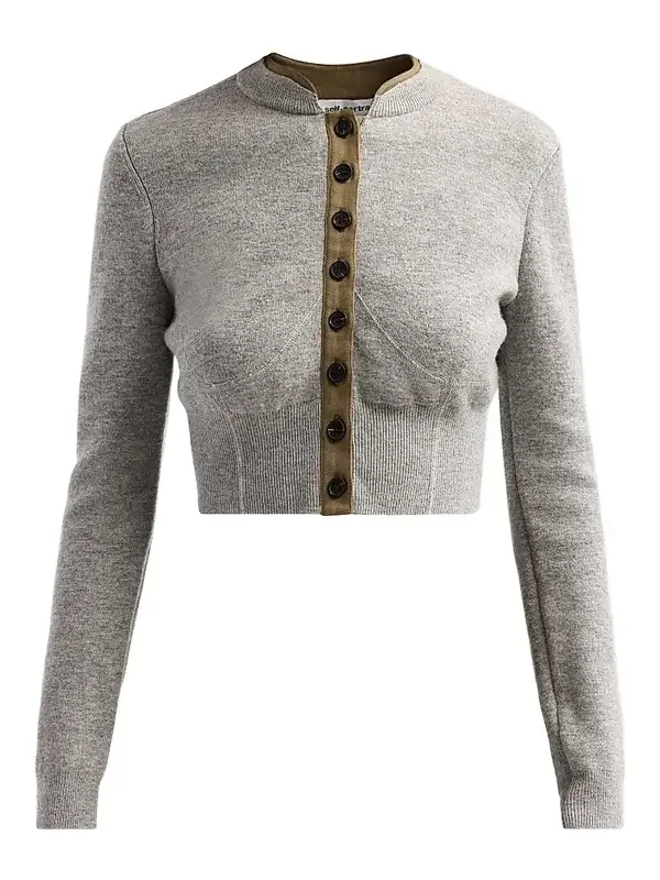 Women's Grey Contrast Placket Cardigan Women's Grey Contrast Placket Cardigan