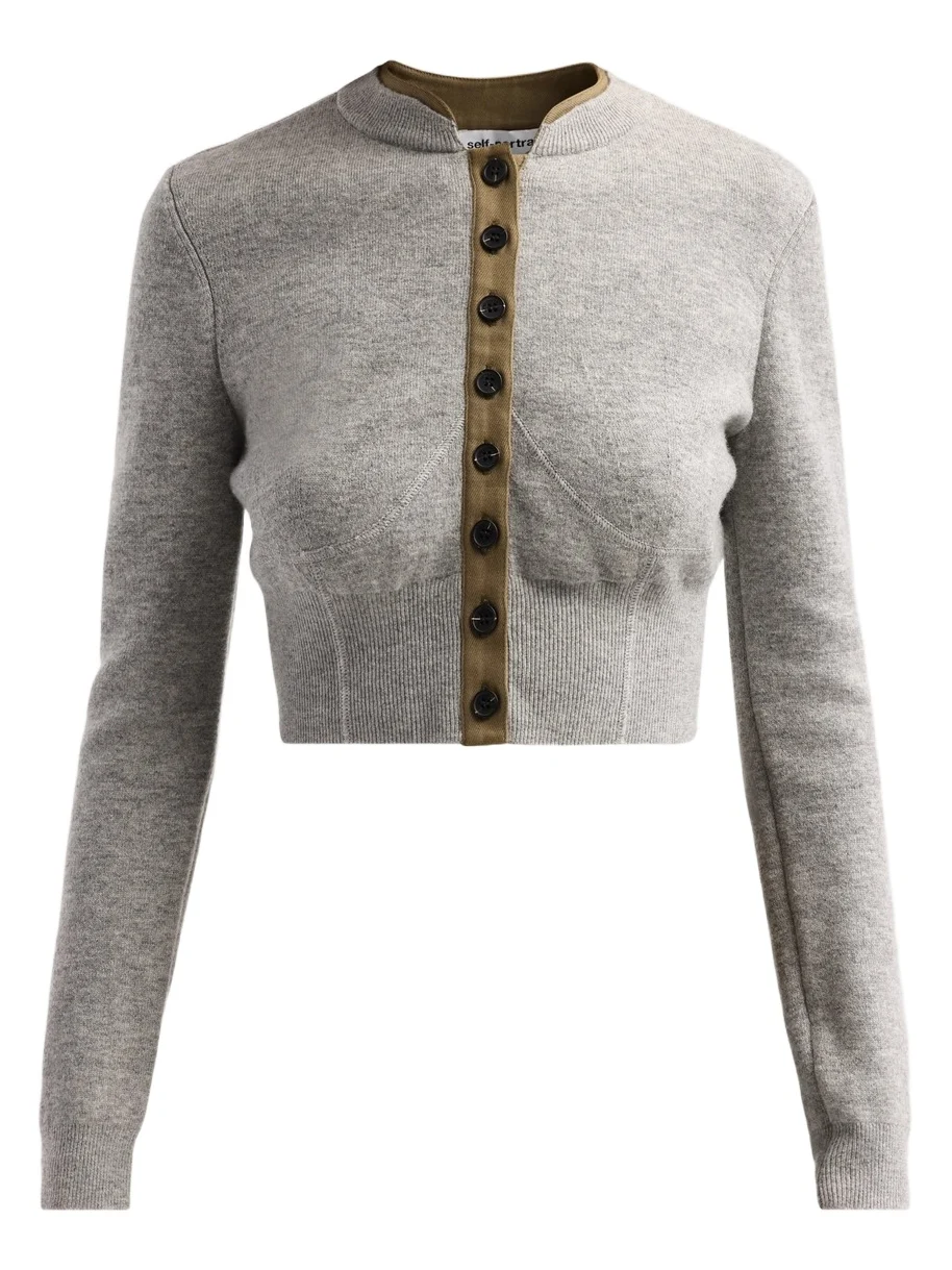 Women's Grey Contrast Placket Cardigan Women's Grey Contrast Placket Cardigan