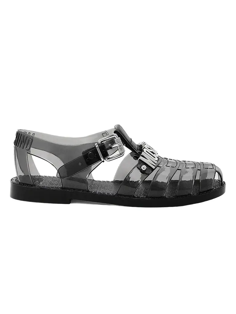 MOSCHINO Women's Lettering Jelly Fisherman Sandals - Black | Image 1 MOSCHINO Women's Lettering Jelly Fisherman Sandals - Black | Image 1