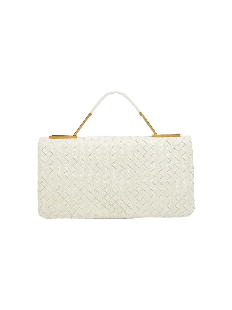Bottega Veneta Women's The 70 Intrecciato Leather Clutch - Alabaster Brass | Image 1 Bottega Veneta Women's The 70 Intrecciato Leather Clutch - Alabaster Brass | Image 1
