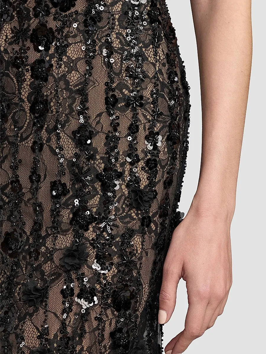 Mac Duggal Women's Beaded Lace Sleeveless Mermaid Gown | Thumbnail 5 Mac Duggal Women's Beaded Lace Sleeveless Mermaid Gown | Thumbnail 5