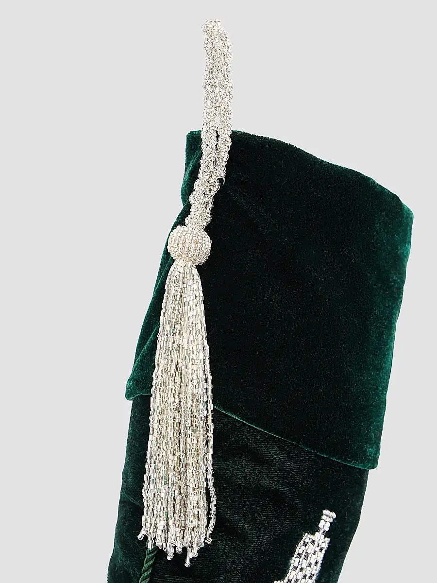 Sudha Pennathur NYC Hand Embroidered Velvet Stocking | Thumbnail 2