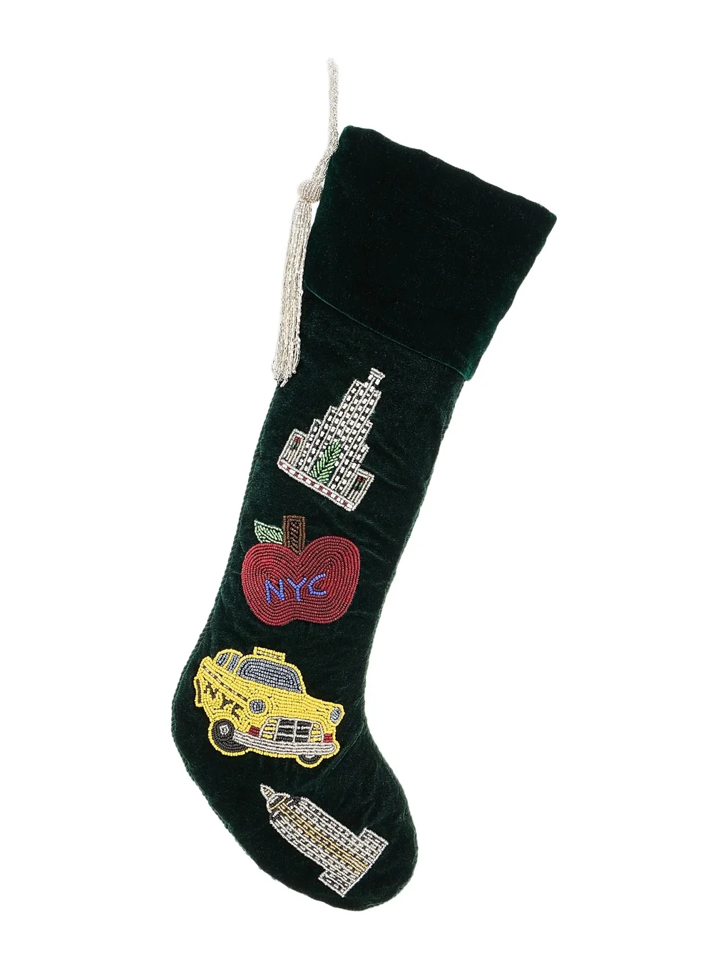 Sudha Pennathur NYC Hand Embroidered Velvet Stocking