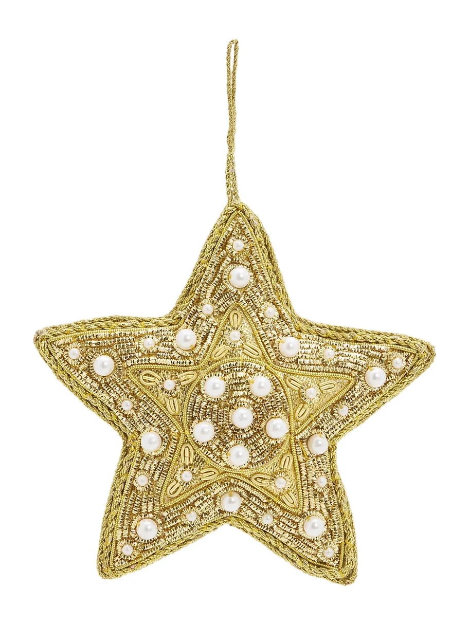 Sudha Pennathur Holiday 2018 Faux Pearl Star Ornament