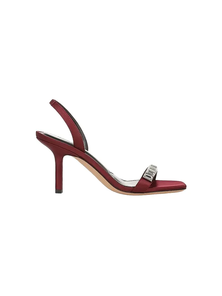 Favorite Daughter Women's Selena 80MM Crystal-Embellished Satin Slingback Sandals - Bordeaux Clear | Image 1 Favorite Daughter Women's Selena 80MM Crystal-Embellished Satin Slingback Sandals - Bordeaux Clear | Image 1