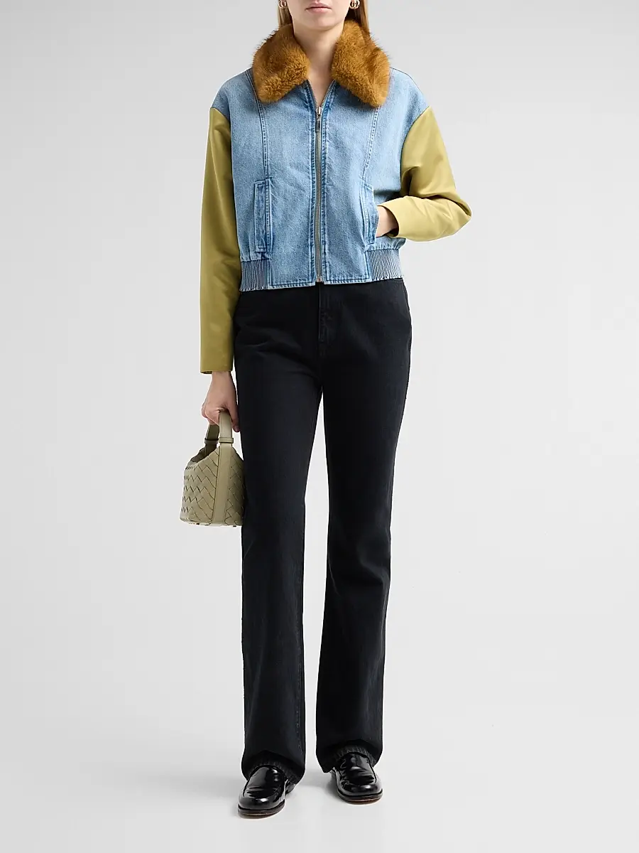 TANYA TAYLOR Women's Rue Mixed-Media Jacket | Thumbnail 2