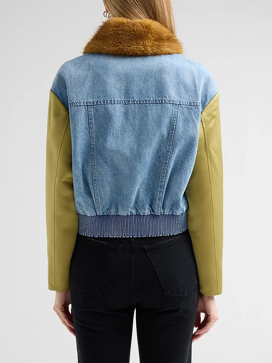 TANYA TAYLOR Women's Rue Mixed-Media Jacket | Thumbnail 3
