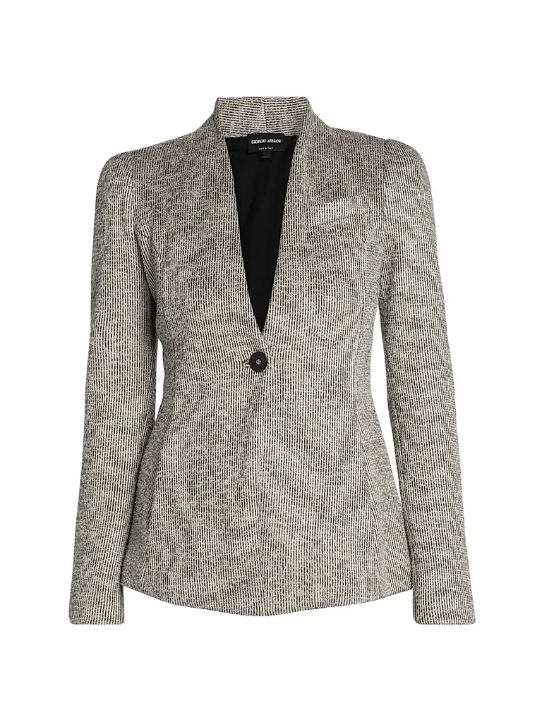 Giorgio Armani Women's Textured One-Button Blazer - Gessato Beige | Image 1 Giorgio Armani Women's Textured One-Button Blazer - Gessato Beige | Image 1