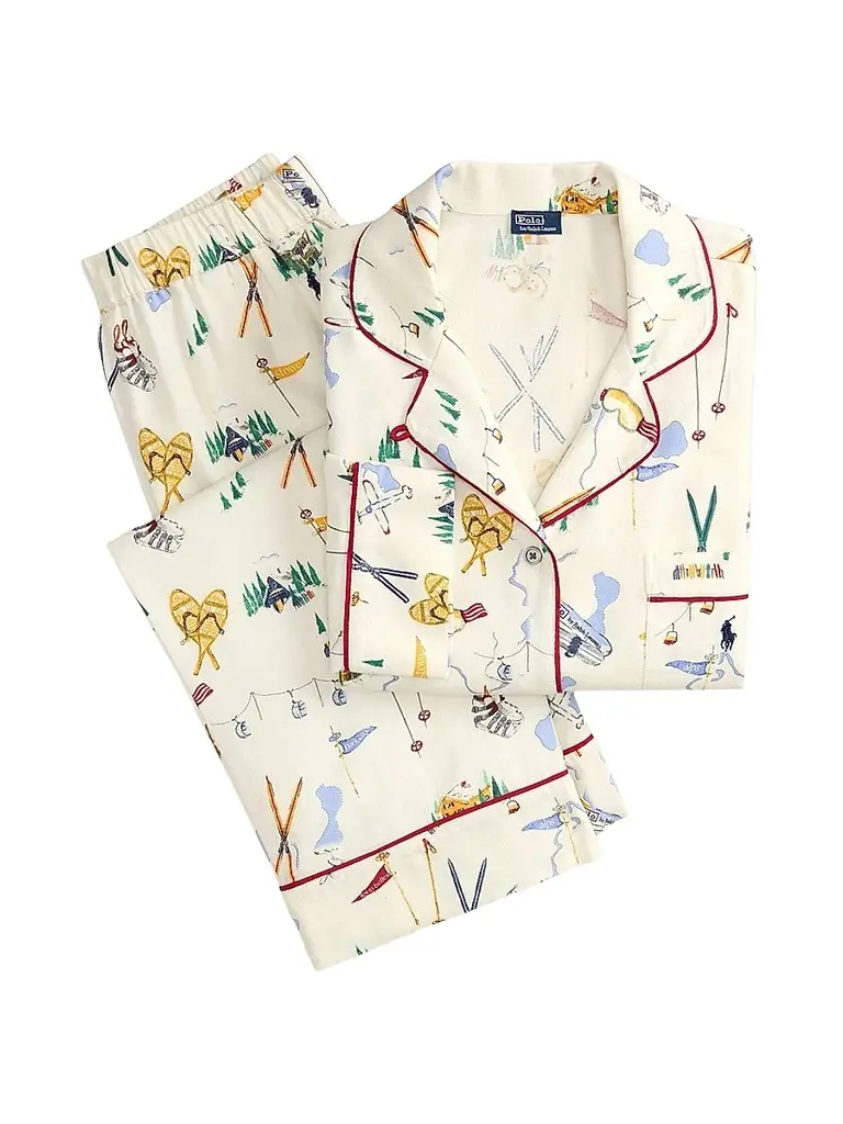 Polo Ralph Lauren Women's Madison Printed Pajamas - Travel Ski Print | Image 1 Polo Ralph Lauren Women's Madison Printed Pajamas - Travel Ski Print | Image 1