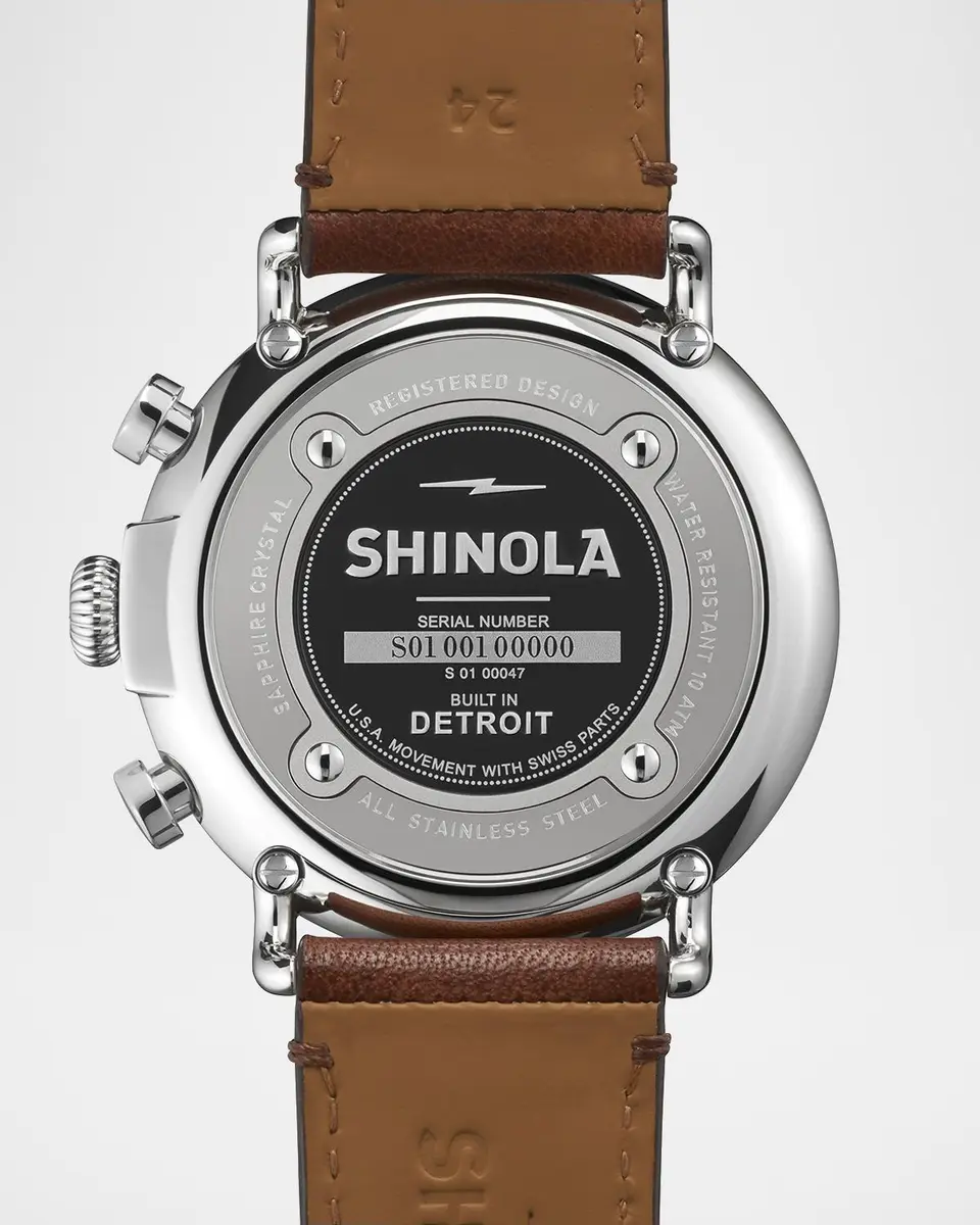 Shinola 47mm Runwell Chronograph Watch, Blue/Cognac | Thumbnail 3 Shinola 47mm Runwell Chronograph Watch, Blue/Cognac | Thumbnail 3
