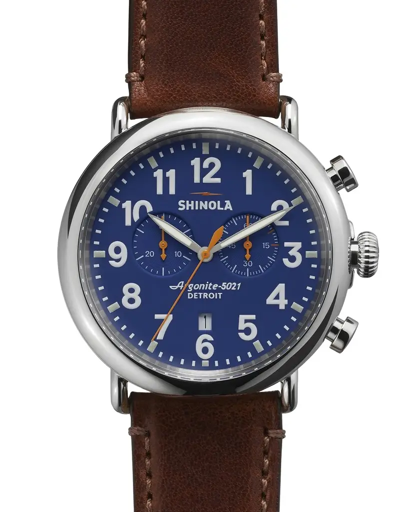 47mm Runwell Chronograph Watch, Blue/Cognac 47mm Runwell Chronograph Watch, Blue/Cognac
