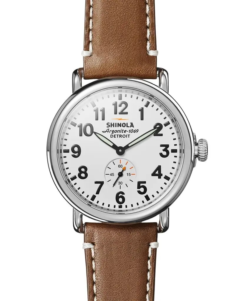 Shinola 47mm Runwell Watch, White/Brown | Image 1 Shinola 47mm Runwell Watch, White/Brown | Image 1