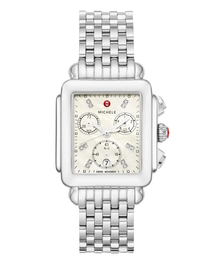 Michele Deco 18mm Stainless Steel Diamond Detail Watch | Image 1 Michele Deco 18mm Stainless Steel Diamond Detail Watch | Image 1