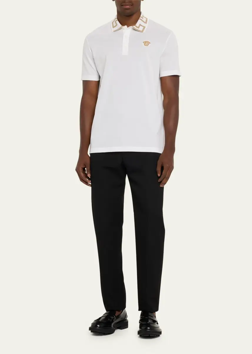 Versace Men's Greca-Collar Polo Shirt | Thumbnail 2 Versace Men's Greca-Collar Polo Shirt | Thumbnail 2