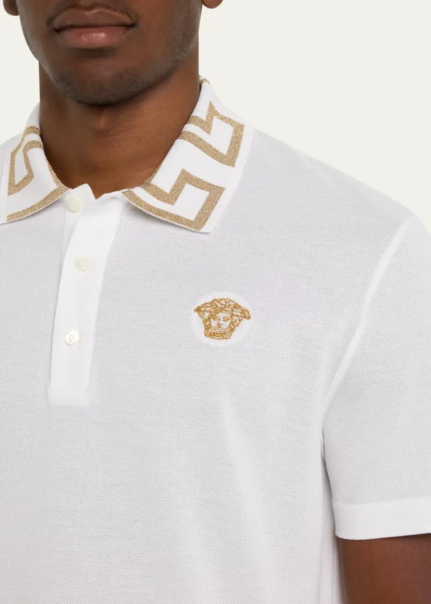 Versace Men's Greca-Collar Polo Shirt | Thumbnail 5 Versace Men's Greca-Collar Polo Shirt | Thumbnail 5