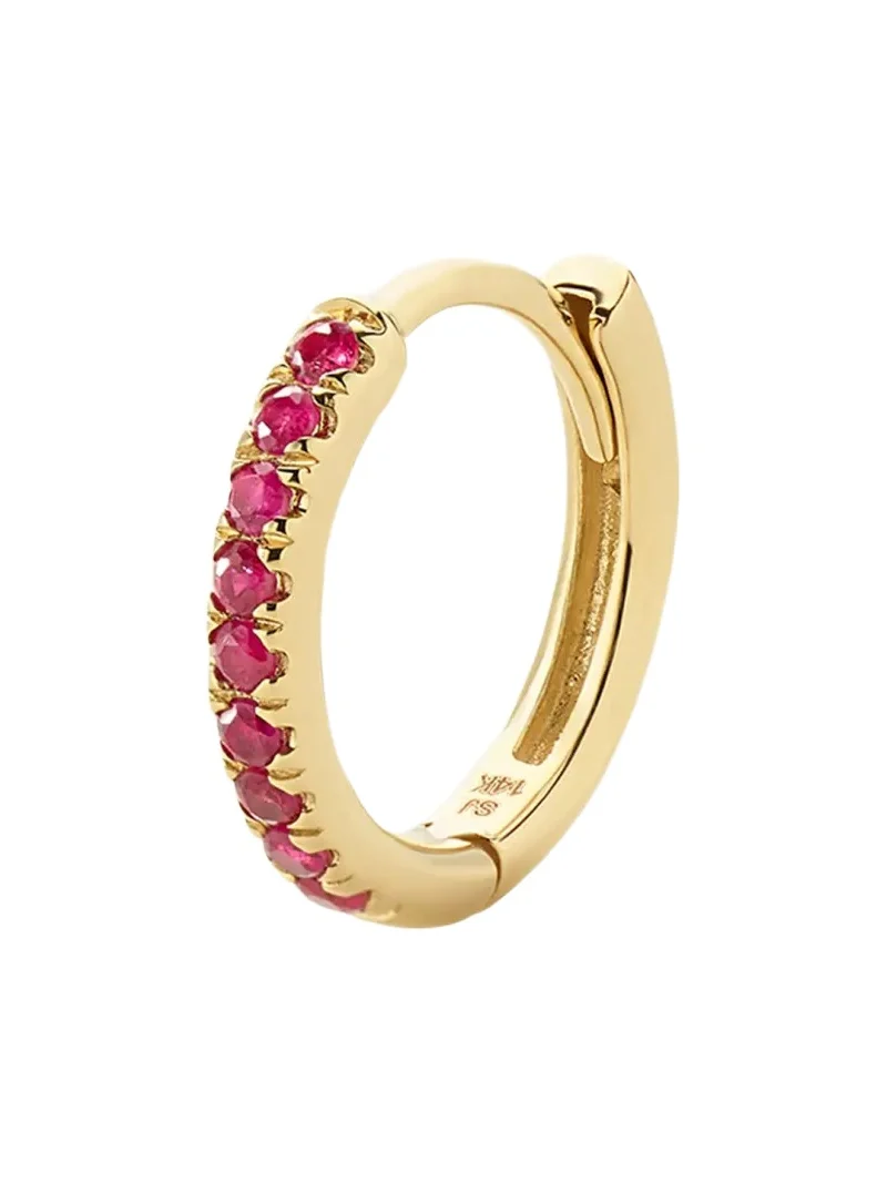 Alison Lou 14K Yellow Gold Ruby Huggie Earring, Single