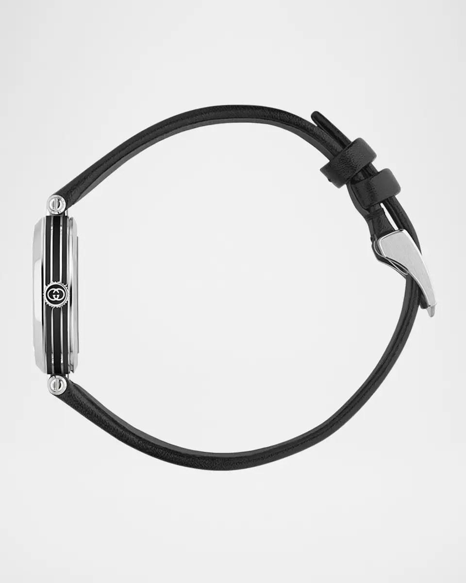 Gucci Stainless Steel Model 2000 24mm Watch with Black Leather Strap | Thumbnail 3 Gucci Stainless Steel Model 2000 24mm Watch with Black Leather Strap | Thumbnail 3
